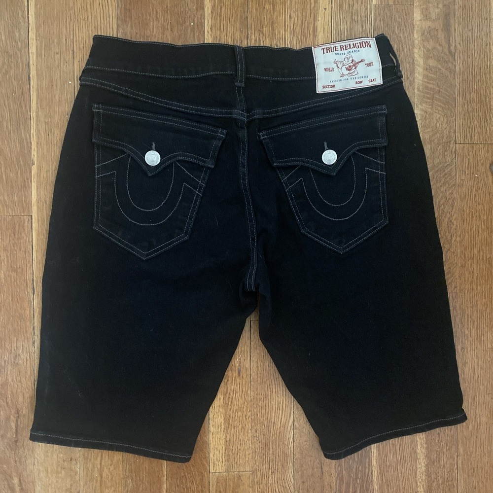 True Religion Ricky Relaxed Straight Flap Shorts Black Cotton Blend Men's 30 - Picture 3 of 13